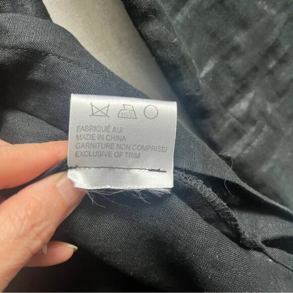 Studio Point black linen button up long sleeve shirt dress Sz M - Picture 6 of 10